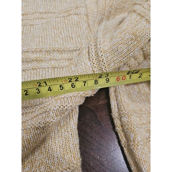 Cupcakes and Cashmere Women Cotton Cardigan Sweater L Yellow Tan Anthropologie - Picture 4 of 5